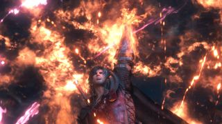 Final Fantasy 16 screenshot showing clive summoning magic