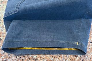 Leg end of Rosti's Roster bib jeans