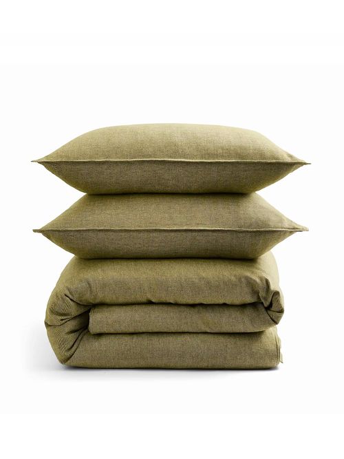 Herringbone Organic 100% Brushed Cotton Duvet Cover & Pillowcase Set