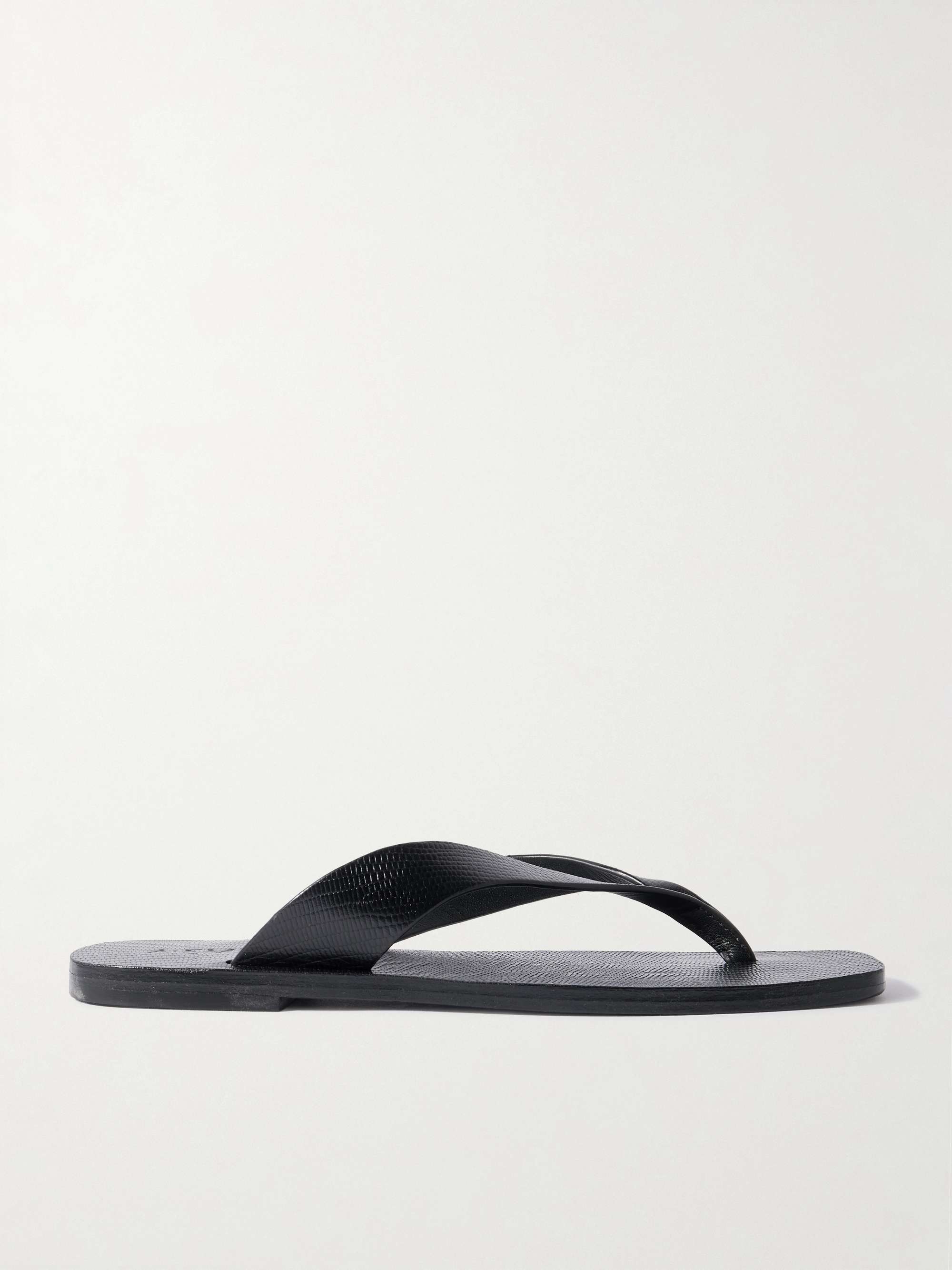 Kinto Lizard-Effect Leather Flip Flops