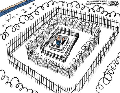 Political Cartoon U.S. Biden inauguration peaceful transfer