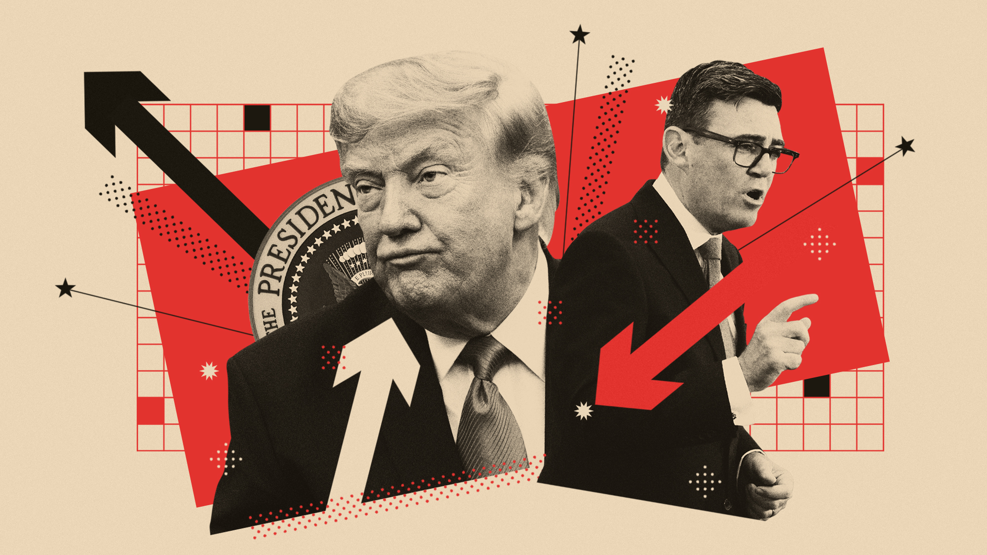 Photo composite illustration of Andy Burnham and Donald Trump
