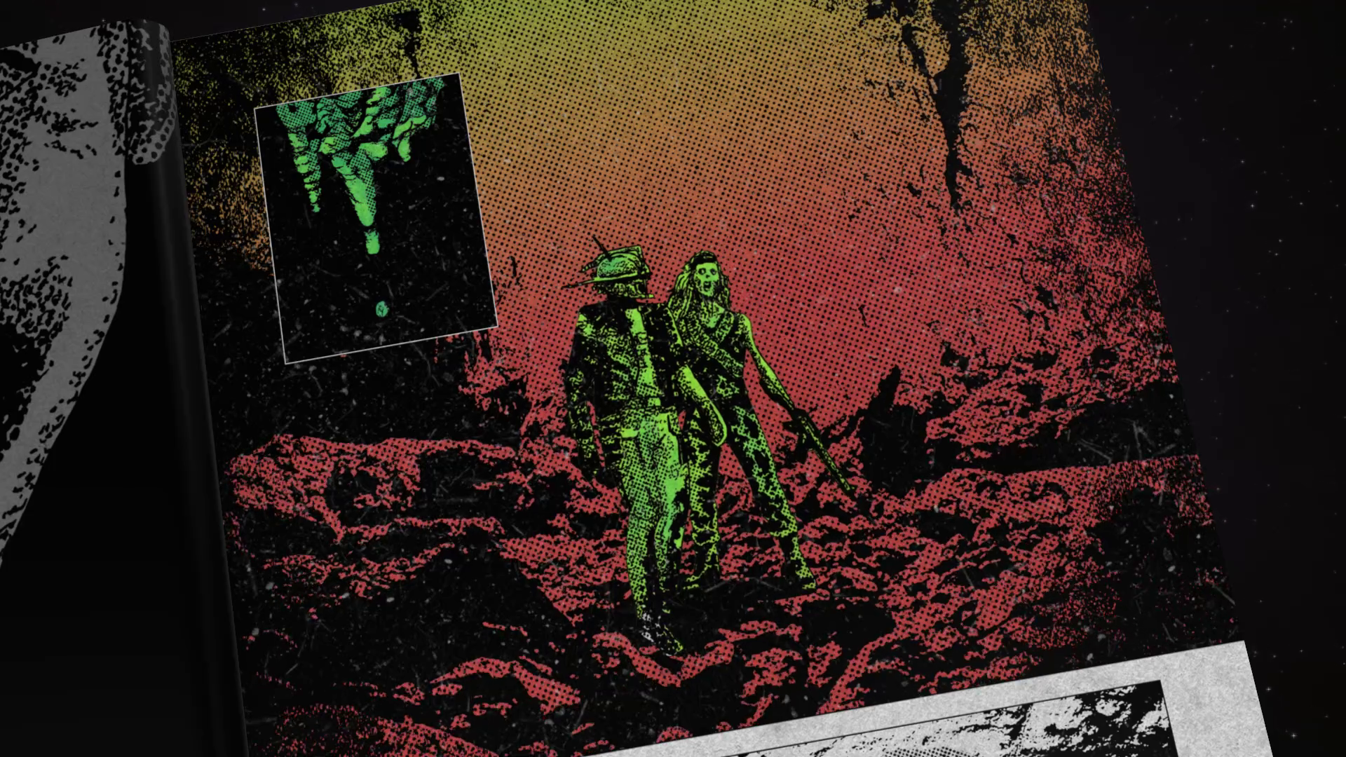 Screens from a video game that celebrates art