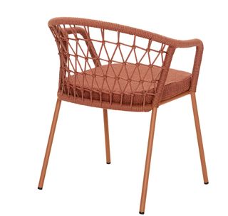 Garden chair covered in red woven cord