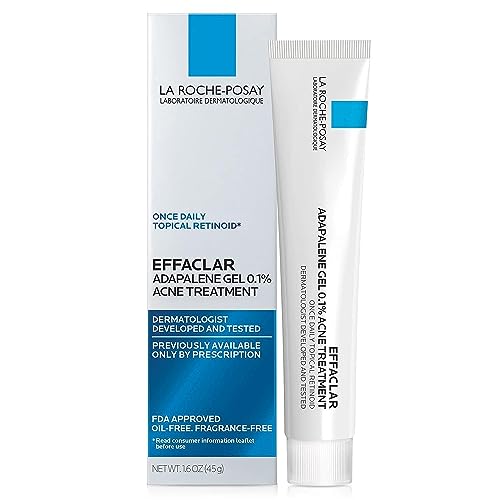 La Roche-Posay Effaclar Adapalene Gel 0.1% Acne Treatment, Retinoid Cream, Acne Medication Gel for Blackheads &amp;amp; Whiteheads, Oil Free, Helps Clear and Prevent Blemishes &amp;amp; Clogged Pores