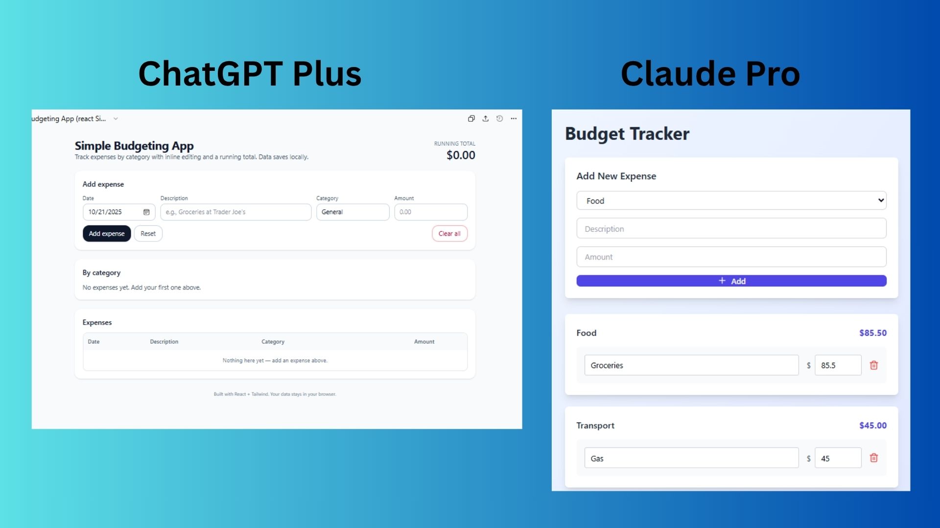 ChatGPT vs Claude Pro screenshot