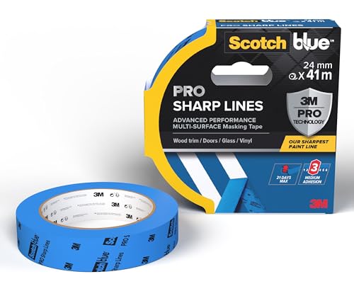 Scotchblue Pro Sharp Lines Advanced Masking Tape, 24 Mm X 41 M - Scotch Adhesive Blue Painters Tape for Super-Sharp Paint Lines, Indoor &amp;amp; Outdoor, With 3m Advanced Technology, 100% Pefc