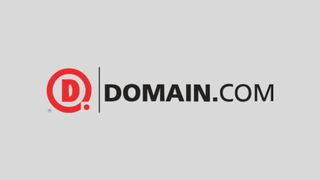 Domain.com logo on a grey background