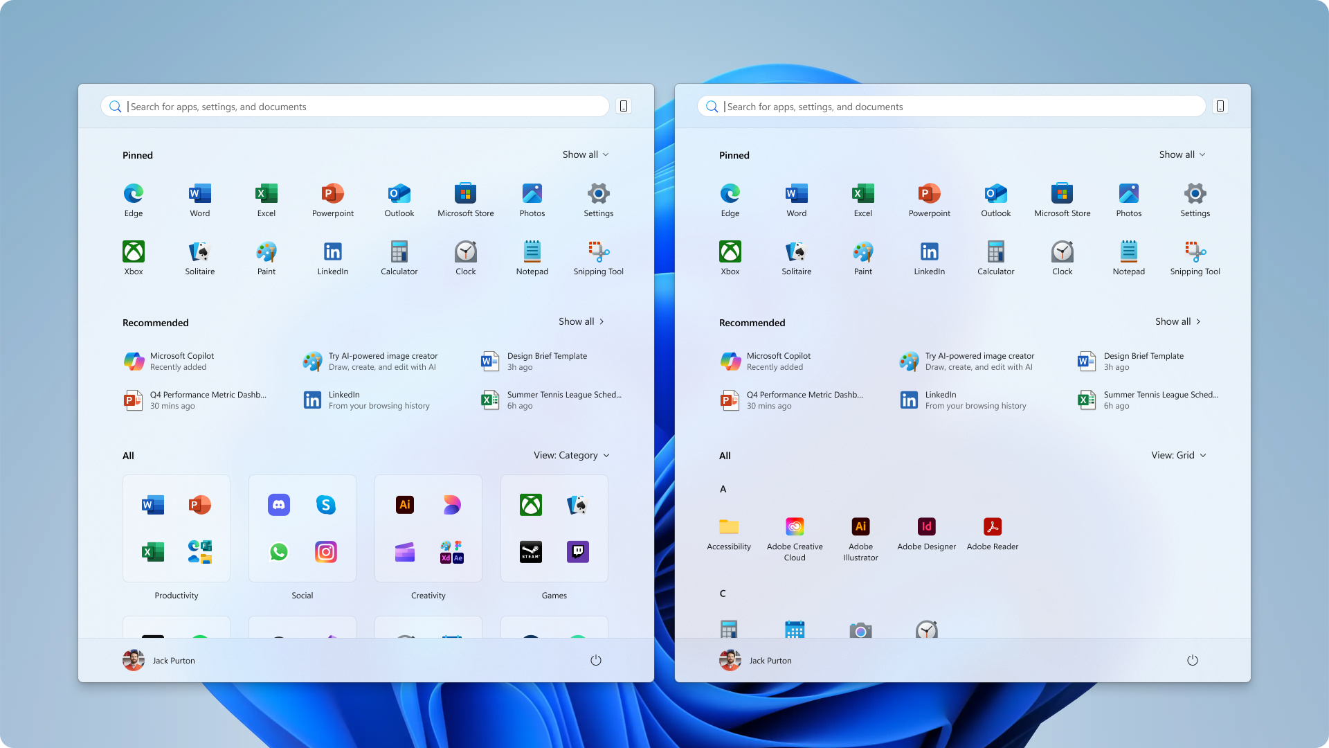 Windows 11 new Start menu