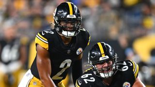  Justin Fields of the Pittsburgh Steelers lines up under center ahead of the Steelers vs Lions live stream for the 2024 NFL preseason