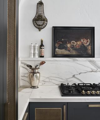 white marble style kitchen worktop