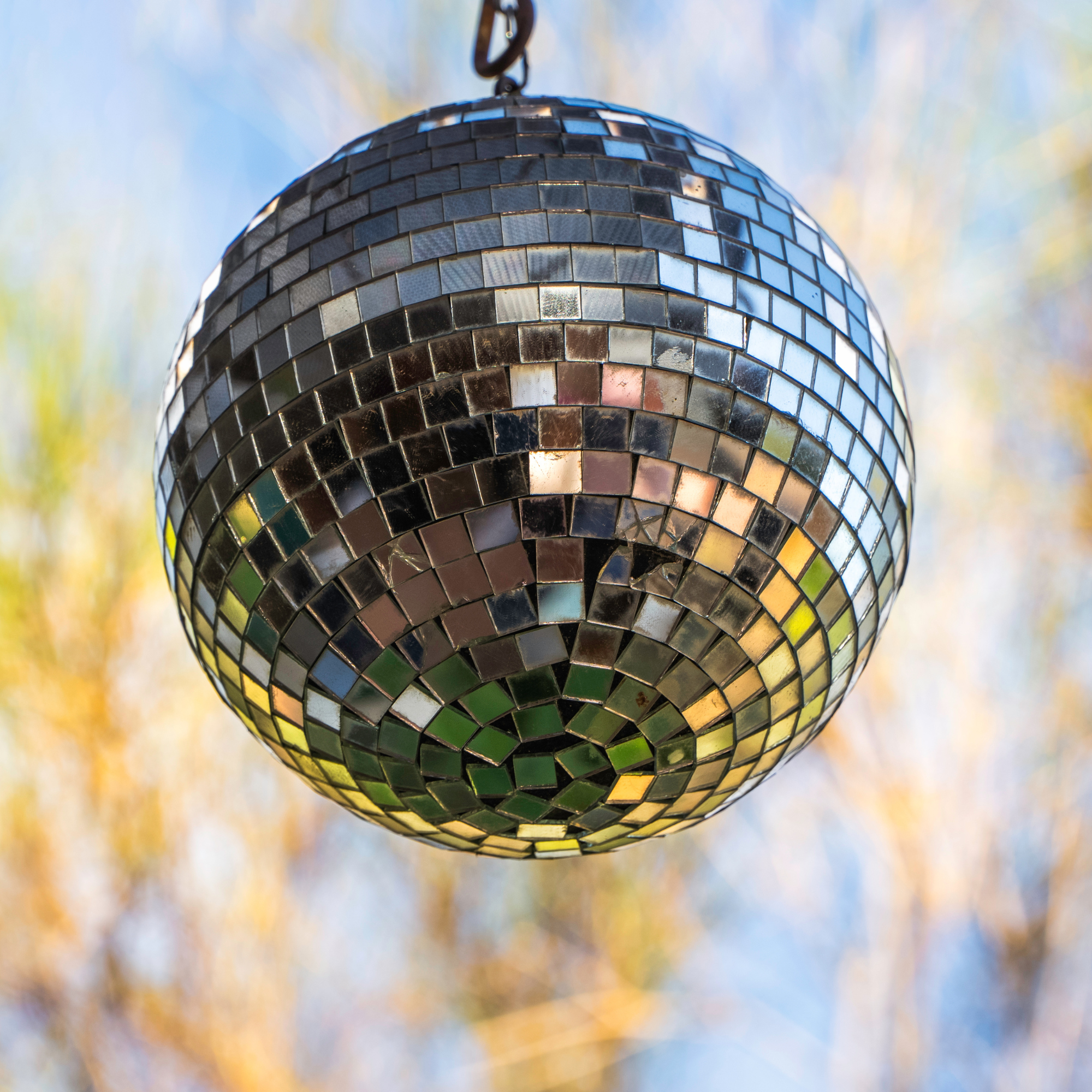 Close up of outdoor disco ball