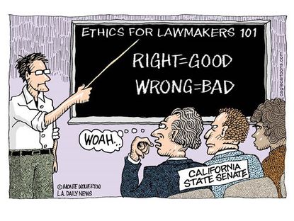 Political cartoon California state senate ethics