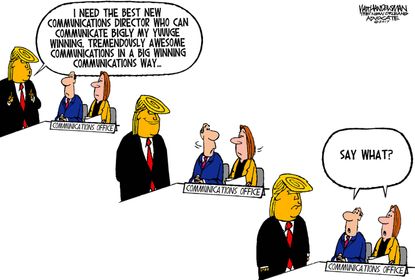 Political cartoon U.S. Trump White House shake-up communications