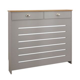 Grey radiator cover with drawers