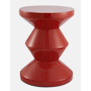 Polspotten Zig Zag lacquered stool in Red