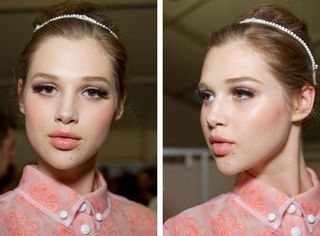 Hair of the model was equally ladylike, with a little crystal headband