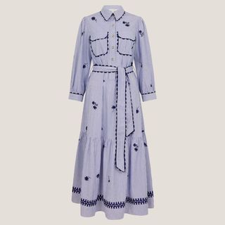 A cutout of a striped Monsoon shirt dress