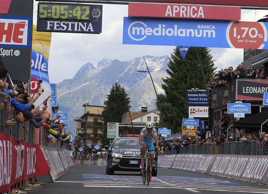 Fabio Aru came across the line alone