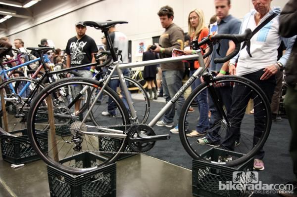 This Soulcraft stainless steel all-road bike looked all-business in matte silver and black.