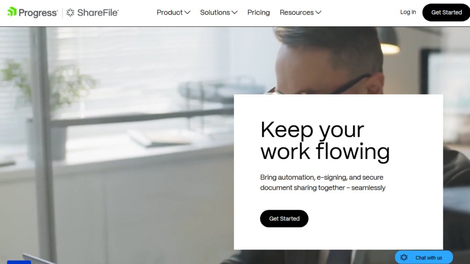 Website screenshot of ShareFile (July, 2025)