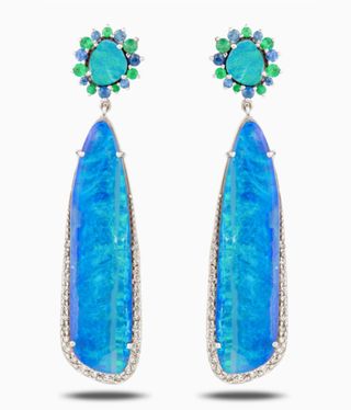 Long dangling vivid blue earrings