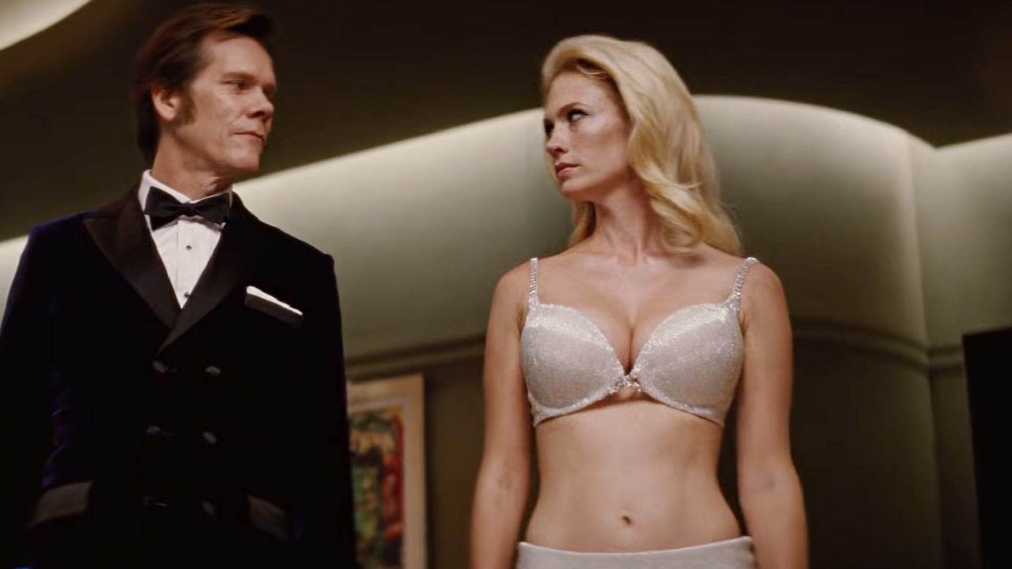 Kevin Bacon and January Jones (Frost) in X-Men: First Class.