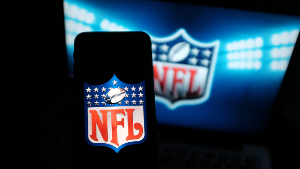 NFL logo on mobile phone and background