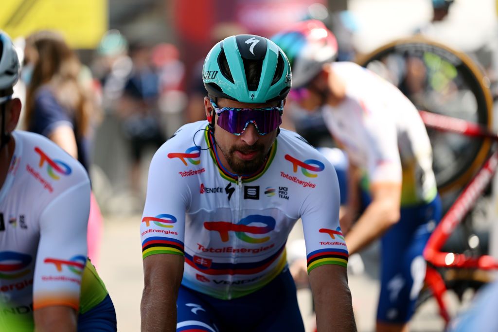 TAFERS SWITZERLAND JUNE 13 Peter Sagan of Slovakia and Team TotalEnergies prior to the 86th Tour de Suisse 2023 Stage 3 a 1438km stage from Tafers to VillarssurOllon 1256m UCIWT on June 13 2023 in Tafers Switzerland Photo by Dario BelingheriGetty Images