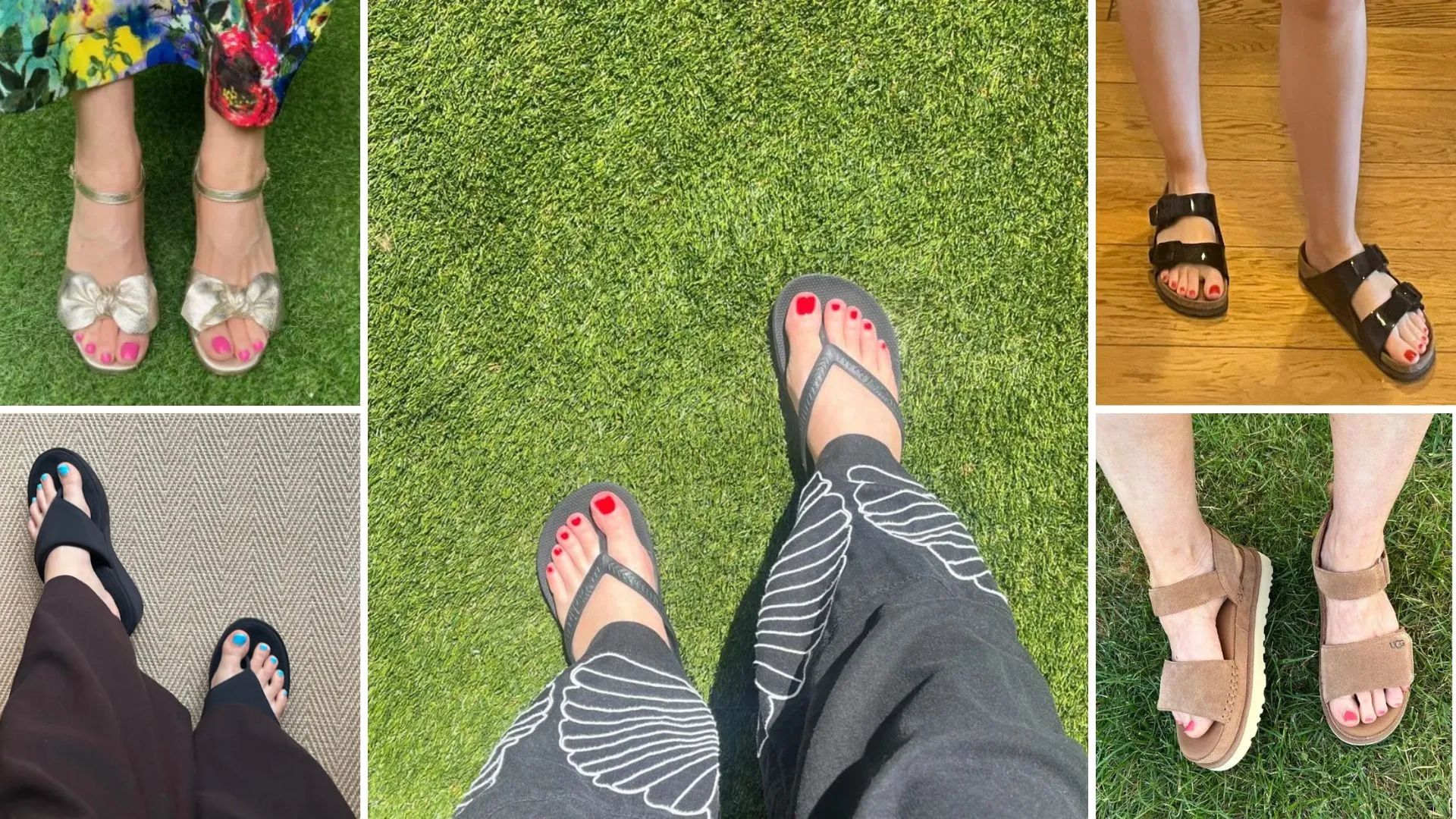 Julie Player, Molly Smith, Caroline Parr, Kerrie Hughes all testing summer sandals 