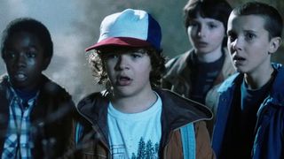 Stranger Things season 1 cast from left: Caleb McLaughlin, Gaten Matarazzo, Finn Wolfhard and Millie Bobbie Brown