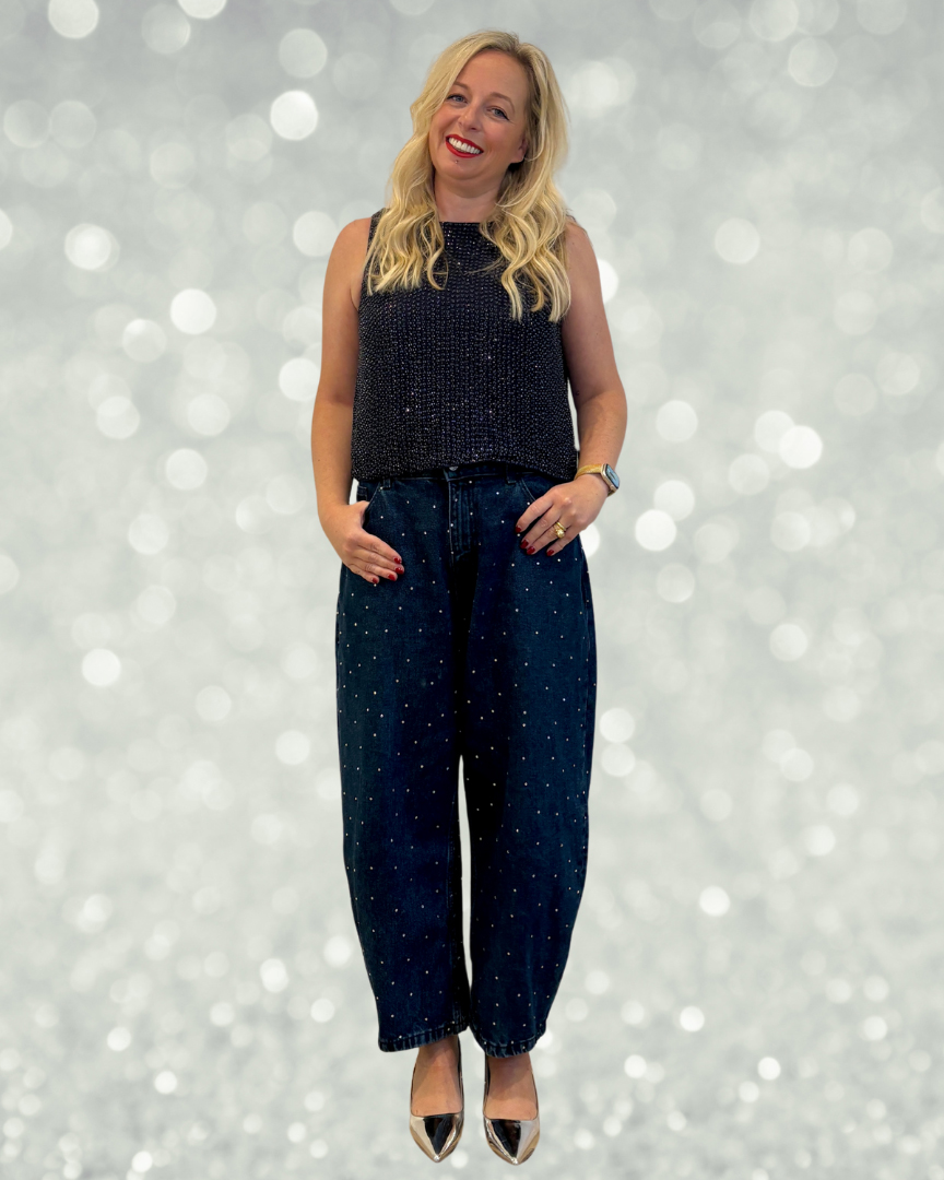 Antonia Kraskowski wearing embellished jeans