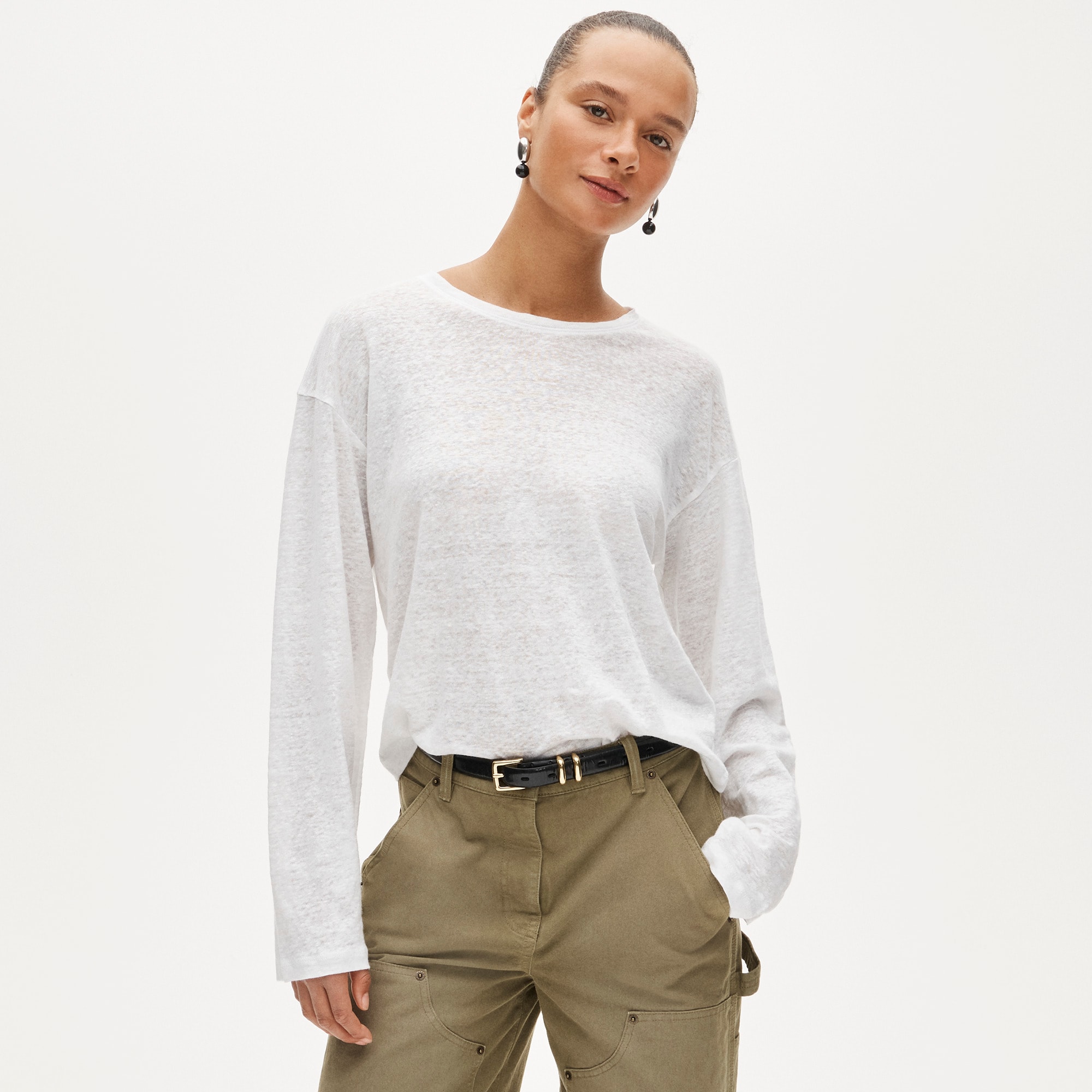 New Relaxed Linen Long-Sleeve T-Shirt