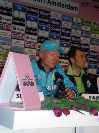 Alexandre Vinokourov (Astana) attends a press conference prior to making his Giro d'Italia debut.