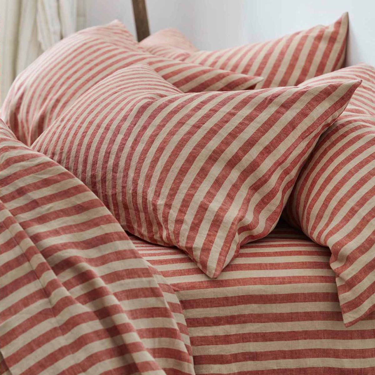 Red striped bedding