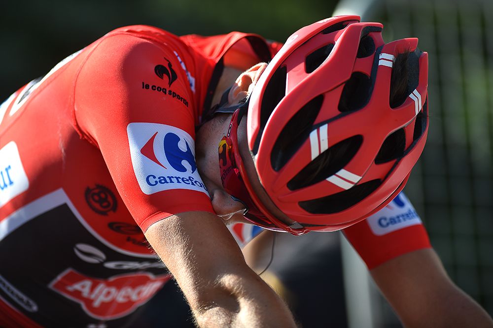Tom Dumoulin crosses the finish of stage 20.