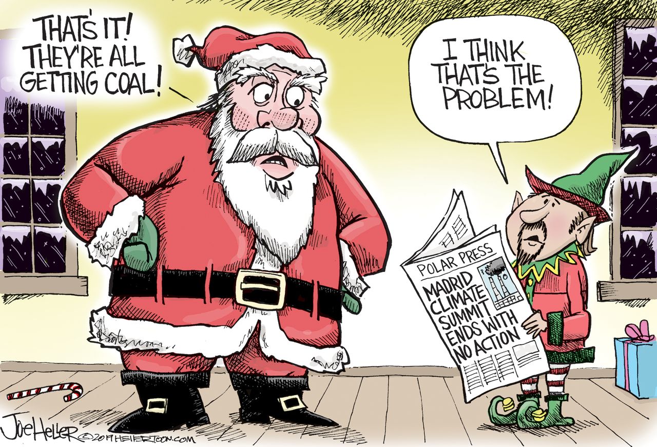 Editorial Cartoon U.S. Santa Coal Madrid Climate Summit Failure