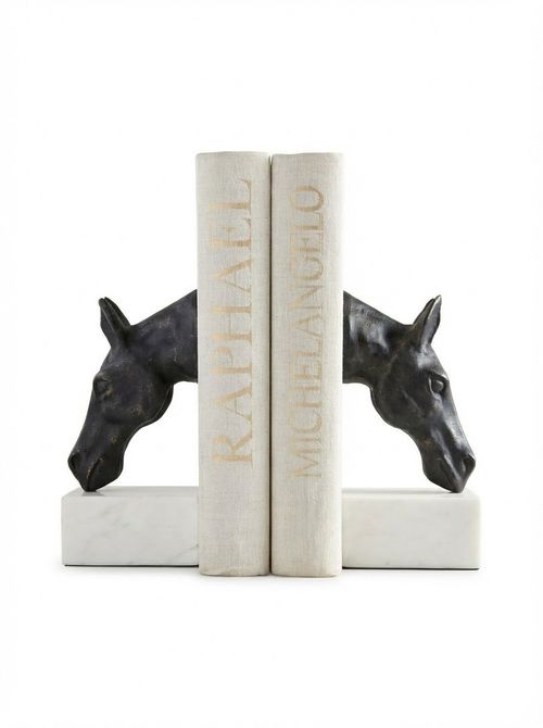 Bronze Horse & Marble Bookends