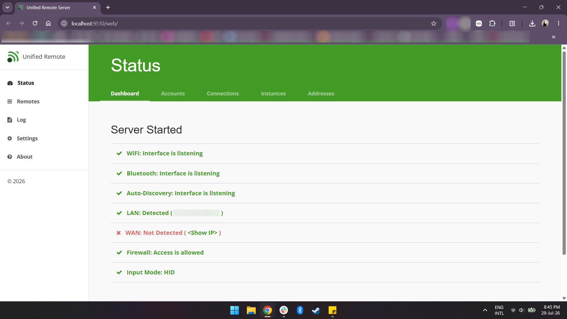 Unified Remote remote mouse app setup on Windows PC