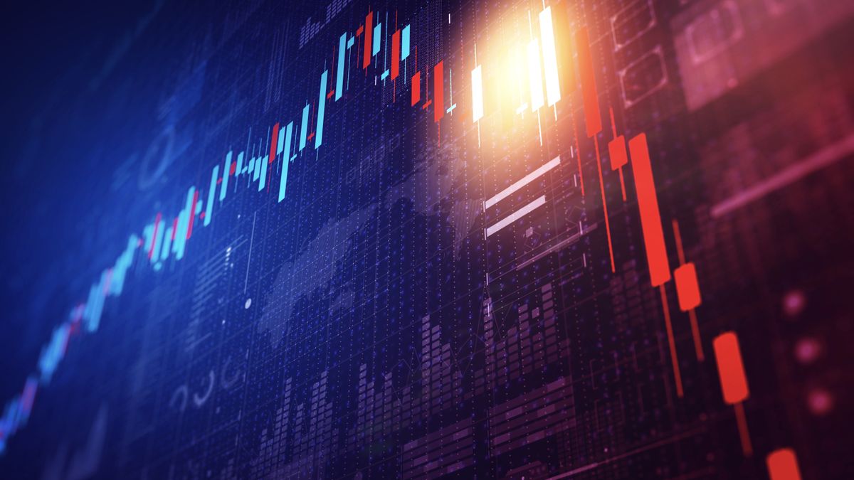 A display showing the value of an asset crashing