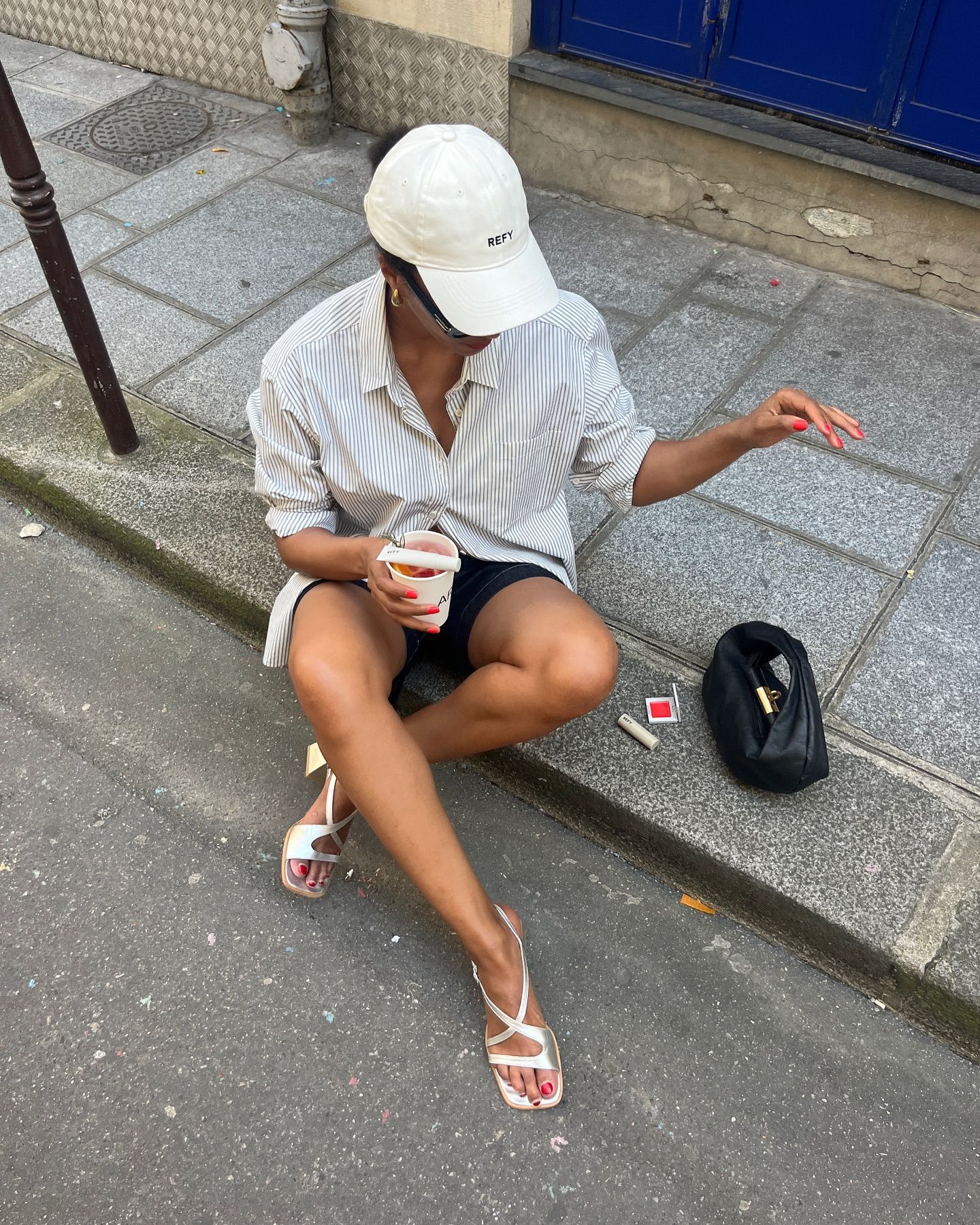 Lena Farl with red pedicure