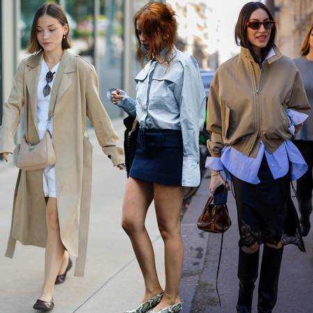 collage of fashion week attendees wearing spring 2026 trends