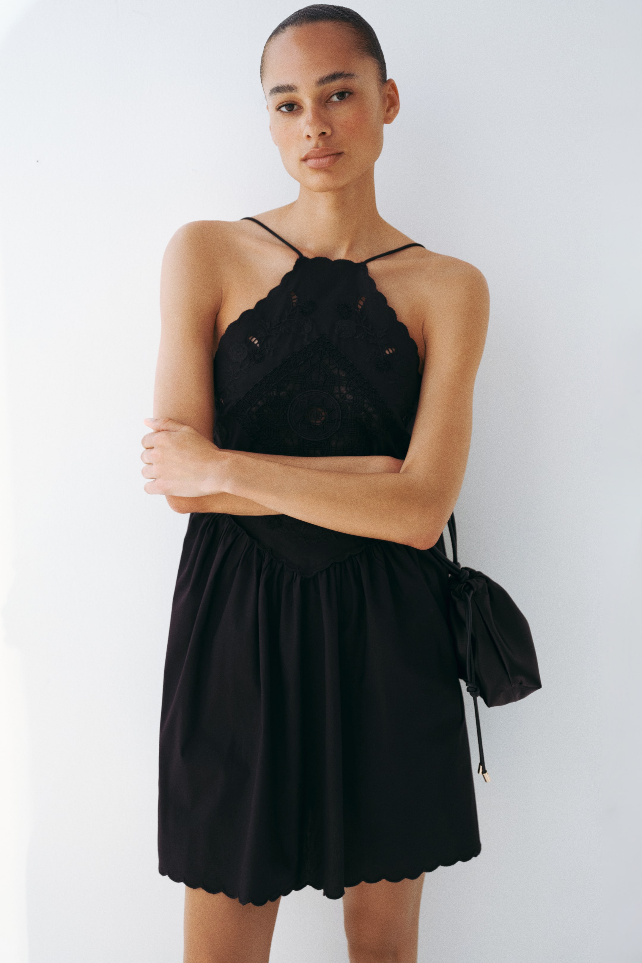 Broderie Anglaise Flared-Skirt Dress