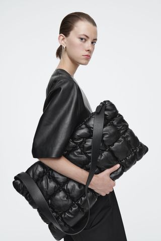 Pillow Oversized Quilted Clutch - Leather