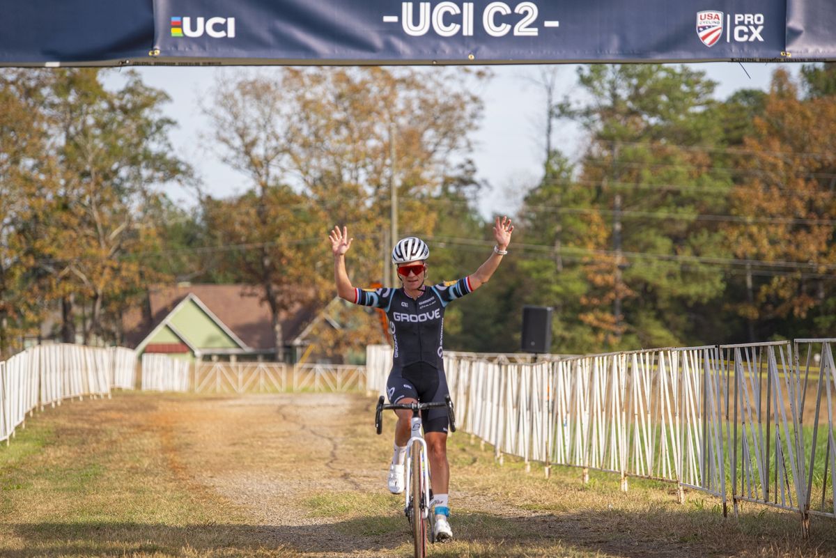 Day two elite women's winner Caroline Mani, who swept both C2 races