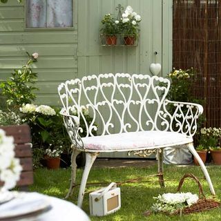 garden with white seat