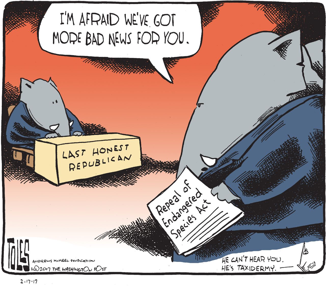 Political Cartoon U.S. Donald Trump GOP Endangered Species