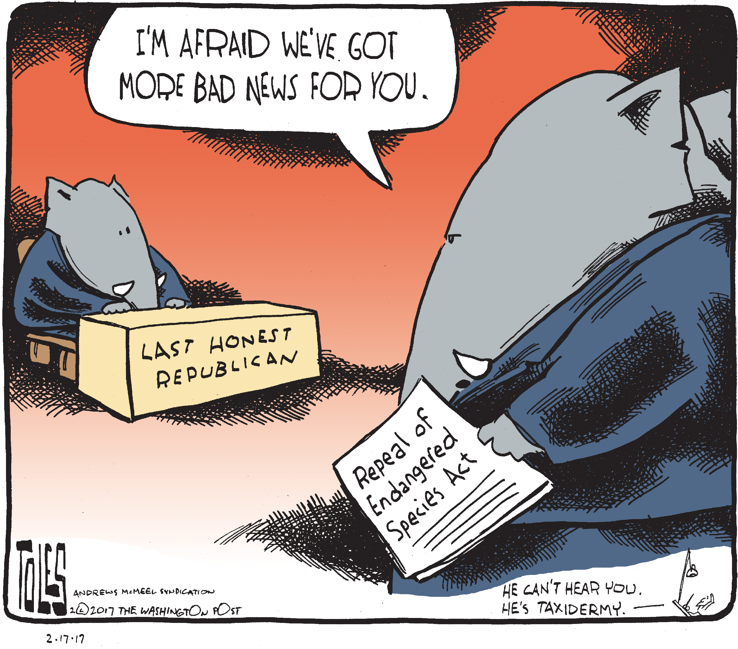 Political Cartoon U.S. Donald Trump GOP Endangered Species