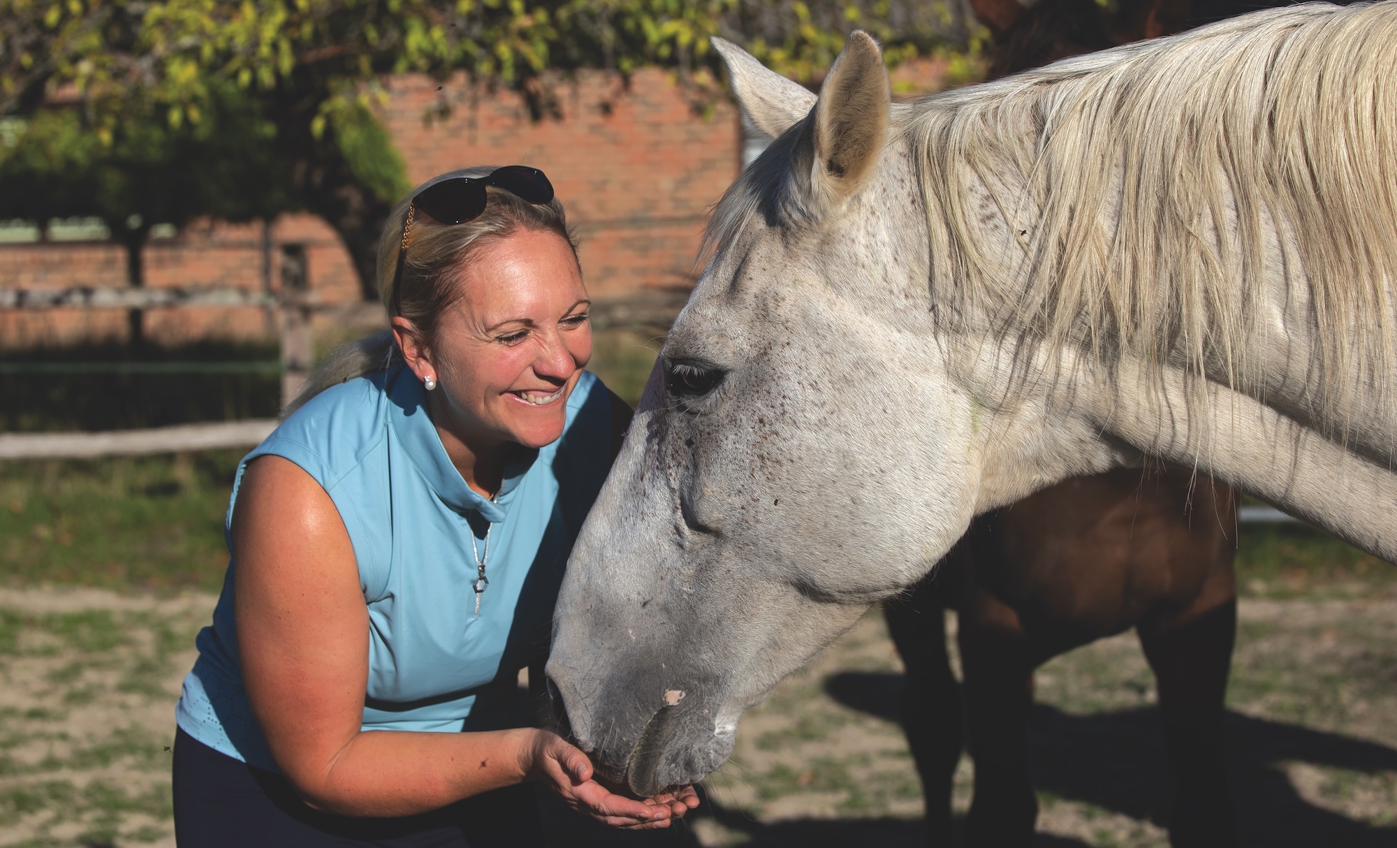 Gemma Stevens with Quicklook, grey mare
