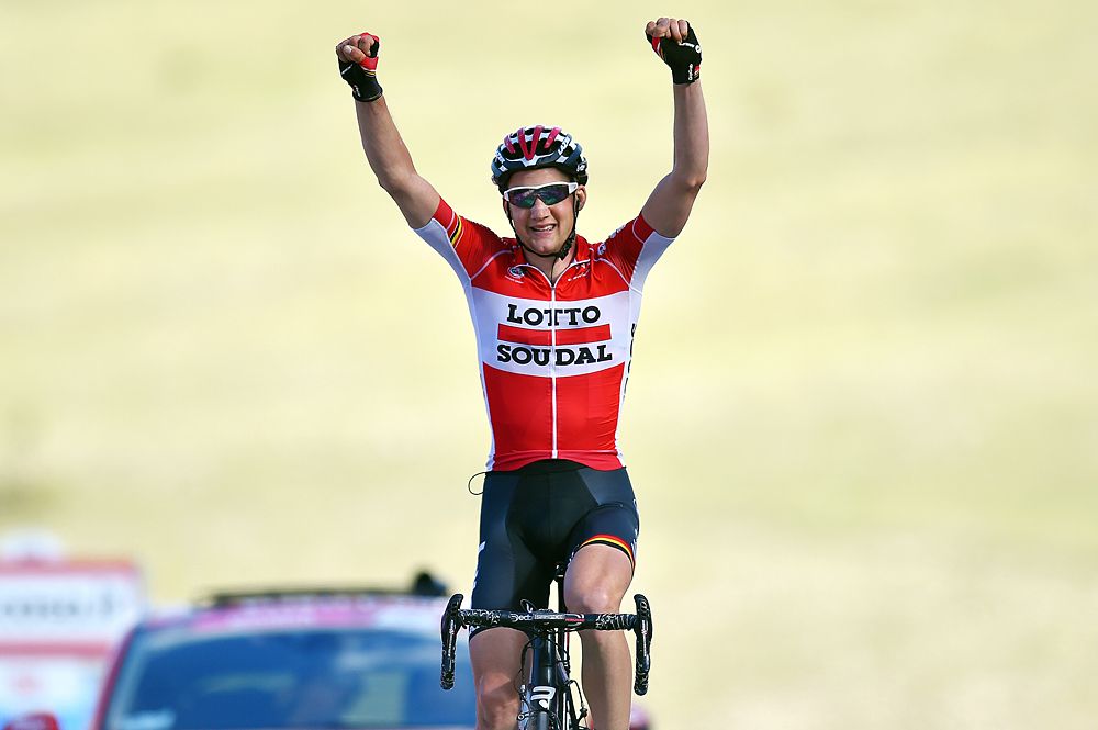 Tim Wellens (Lotto Soudal) celebrates his Giro d'Italia stage win